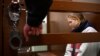 Darya Trepova attends her remand hearing at a court in Moscow on April 4. 