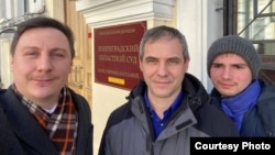 Pavel Mushumansky (right) did alternative service in 2019 in place of his military service. But his request for a similar arrangement after being called up last year was rejected.