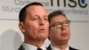Richard Grenell (left), the U.S. special envoy for Serbia and Kosovo, with Serbian President Aleksandar Vucic in Munich on February 14