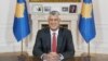 Kosovar President Hashim Thaci delivers a televised address to the nation on June 29. 