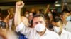 Zoran Zaev, former prime minister of North Macedonia and leader of the ruling SDSM party, celebrates in Skopje on July 16.