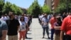 UCK veterans protest against the indictments of Hashim Thaci and Kadri Veseli for war crimes in Pristina in July.