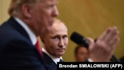 Президент США Дональд Трамп і президент Росії Володимир Путін під час спільної пресконференції в Гельсінкі 16 липня 2018 року