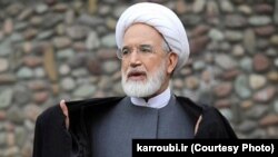 Former parliament speaker Mehdi Karrubi speaks during a press conference in Tehran in March 2008.