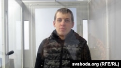 Yury Palityka appears in court in Chernihiv in April.