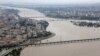 A view of the Karun River, which burst its banks in Ahvaz, the capital of Iran's southwestern province of Khuzestan, on April 9
