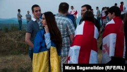 Demonstrație antir-rusească la granița dintre Georgia și Osetia de sud, 14 iulie 2015
