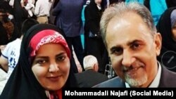 Mitra Ostad (left) was the second wife of former Tehran Mayor Mohammad Ali Najafi (right). 