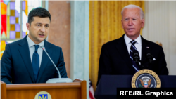 украинскиот претседател Володимир Зеленски и американскиот претседател Џо Бајден