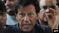 Pakistani politician Imran Khan during an appearance before the Supreme Court in Islamabad in early August.