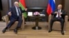 Belarus's Alyaksandr Lukashenka (left) with Russian President Vladimir Putin in Sochi in September