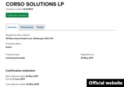 Согласно регистрационным документам, компания Corso Solutions была создана в мае прошлого года.