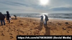 Волонтери 8 січня чистять узбережжя Опукського заповідника від мазуту з російських танкерів, які зазнали аварії в Керченській протоці 15 грудня 2024 року (фото ілюстративне)