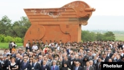 Armenia - The leaders of Armenia and the Armenian Apostolic Church participating in Republic Day's celebrations at the Sardarapat memorial, 28May,2010
