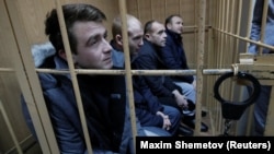 Богдан Небилиця та троє українських військових на засіданні суду в Москві, Росія, 15 січня 2019 року