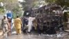 Wreckage of a student bus attacked in Quetta. At least 11 of the women aboard the bus were killed and some 20 others wounded.