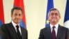 Armenia - Serzh Sarkisian, President of Armenia, and Nicolas Sarkozy, President of France, at a joint press conference in Yerevan, 07Oct2011 