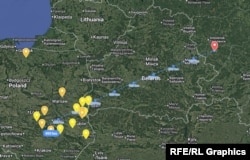 Відстань від російської авіабази у Смоленській області, звідки нібито запускали дрони по Польщі, до найзахіднішої точки, де дрони пізніше знайшли