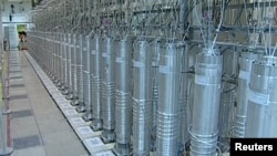 A bank of centrifuges are seen in what is described by Iranian state television as a facility in Natanz.